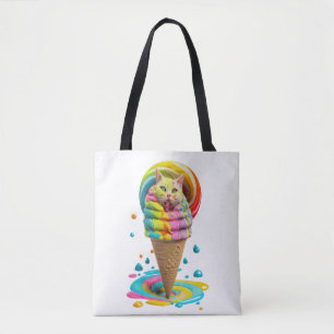 Niedliches Cat Ice Creme Cone farbig Tasche