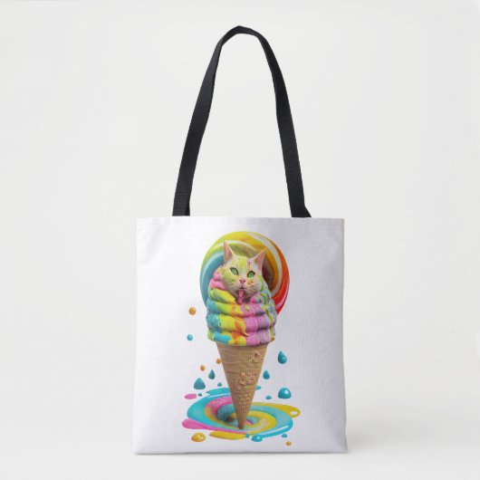 Niedliches Cat Ice Creme Cone farbig Tasche (Vorderseite)