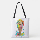 Niedliches Cat Ice Creme Cone farbig Tasche (Rückseite)