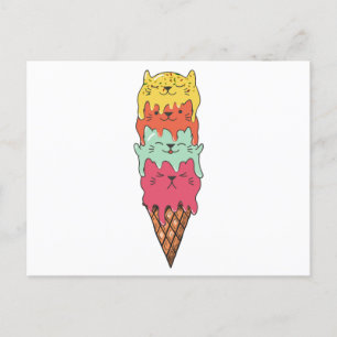 Niedliches Cat Ice Creme Kitten Feiertagspostkarte