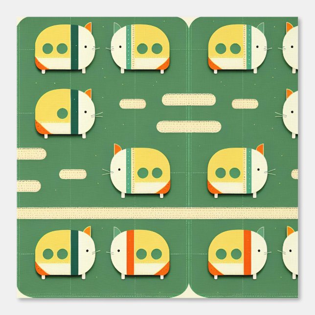 Niedliches CAT-Inspiriert Cartoon-Zugdesign Tapete (Vorderseite)