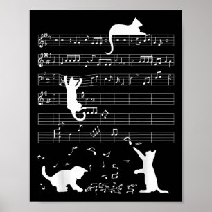 Niedliches Cat Kitty Playing Music Clef Piano Musi Poster