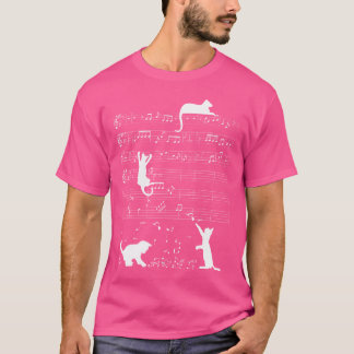Niedliches Cat Kitty Playing Music Clef Piano Musi T-Shirt