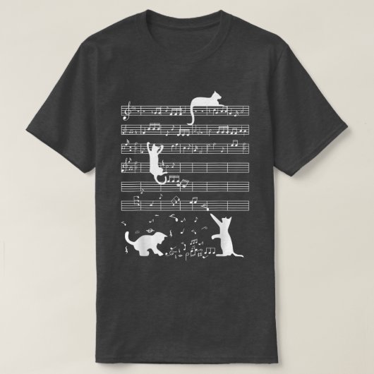 Niedliches Cat Kitty Playing Musiknote Funny Cleve T-Shirt (Design vorne)