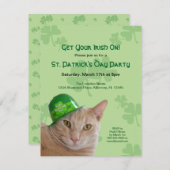 Niedliches Cat Kleeblatt Hat St. Patrick's Day Par Einladung (Vorne/Hinten)