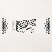 Niedliches Cat Mandala Name Girly Black anpassbar Yogamatte (Vorderseite (Horizontal))