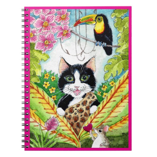 Niedliches Cat-Maus-Orchid Toucan-Vogelheft Notizblock (Vorderseite)