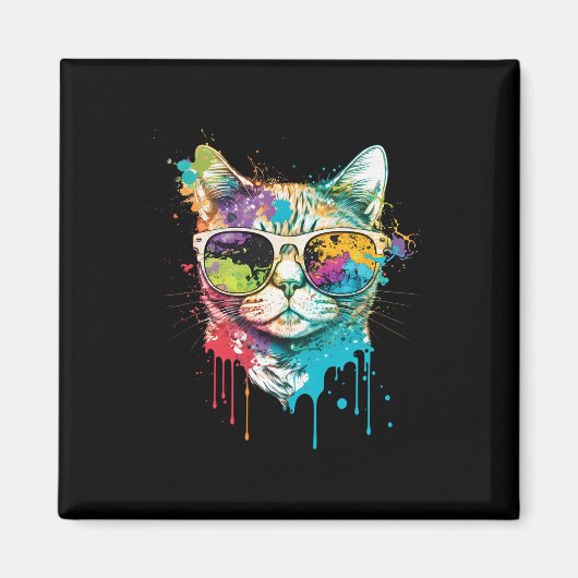 Niedliches Cat Motif Pop Kunst, Dichtung und Musik Magnet (Vorne)