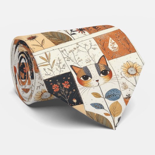 Niedliches Cat-Muster im Jugendstil Krawatte (Gerollt)