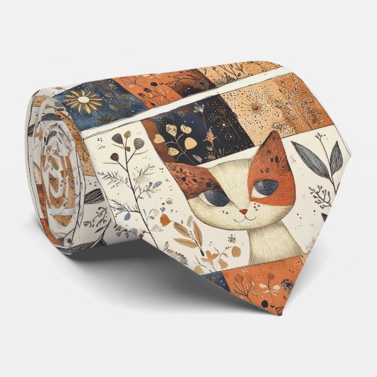 Niedliches Cat-Muster im Jugendstil Krawatte (Gerollt)