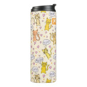 Niedliches Cat-Muster Name hinzufügen Thermosbecher (Nach links gedreht)