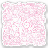 Niedliches Cat Patten mit ASL ILY-Zeichen - ASL De Aufkleber (Vorderseite)