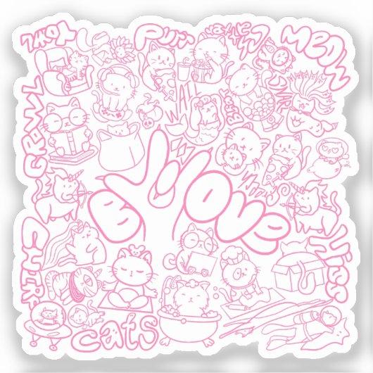 Niedliches Cat Patten mit ASL ILY-Zeichen - ASL De Aufkleber (Vorderseite)