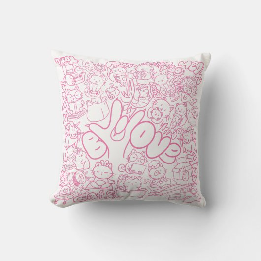 Niedliches Cat Patten mit ASL ILY-Zeichen - ASL De Kissen (Vorderseite)