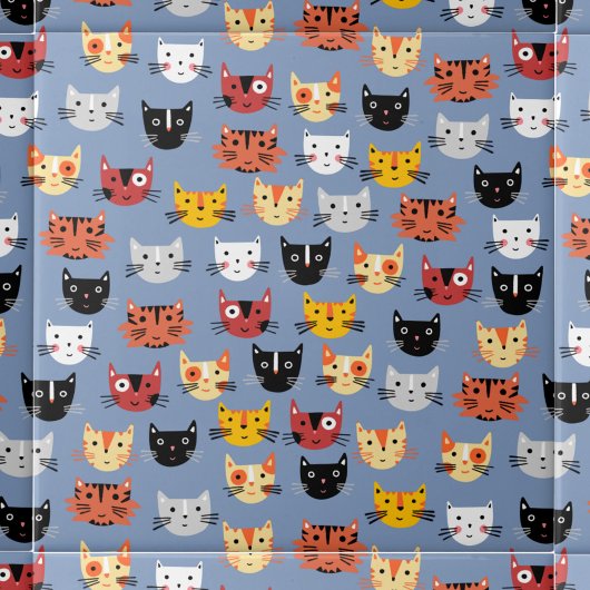Niedliches Cat Pattern Blau Fliese