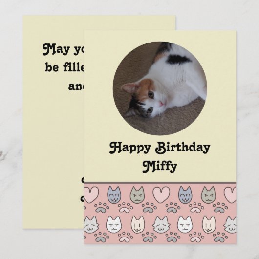 Niedliches Cat Pattern Geburtstagskarte (Vorne/Hinten)