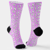 Niedliches Cat Pattern Lila Neuheit Socken (Gewinkelt)