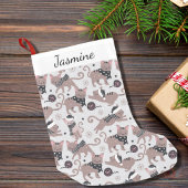 Niedliches Cat Pattern Name Weihnachten Strumpf Kleiner Weihnachtsstrumpf