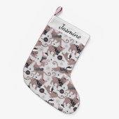 Niedliches Cat Pattern Name Weihnachten Strumpf Kleiner Weihnachtsstrumpf (Vorderansicht (hängend))