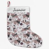 Niedliches Cat Pattern Name Weihnachten Strumpf Kleiner Weihnachtsstrumpf (Vorderseite)