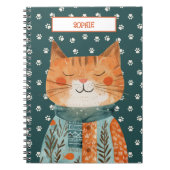 Niedliches Cat Paw-Muster auf Smaragdgrünem Indivi Notizblock (Vorderseite)