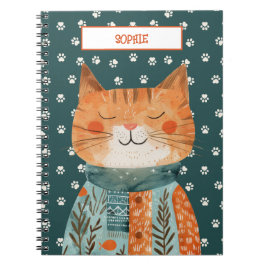 Niedliches Cat Paw-Muster auf Smaragdgrünem Indivi Notizblock