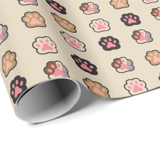 Niedliches Cat Paws-Muster Geschenkpapier (Rolleneckpunkt)