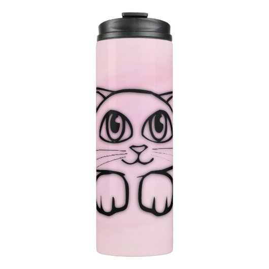 Niedliches Cat Peeking Pink Thermosbecher (Vorderseite)