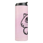 Niedliches Cat Peeking Pink Thermosbecher (Nach links gedreht)