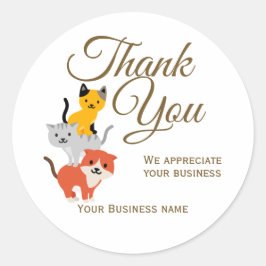 Niedliches Cat Pet Business Vielen Dank Runder Aufkleber
