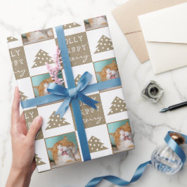 Niedliches Cat Pet Typografy Foto Geschenkpapier