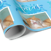 Niedliches Cat Pet Typografy Foto Geschenkpapier (Rolleneckpunkt)
