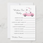 Niedliches Cat Pink Vintage Car wünscht Babykarte (Vorderseite)