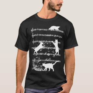 Niedliches Cat Playing Musiknotens Jazz Day Jazz M T-Shirt