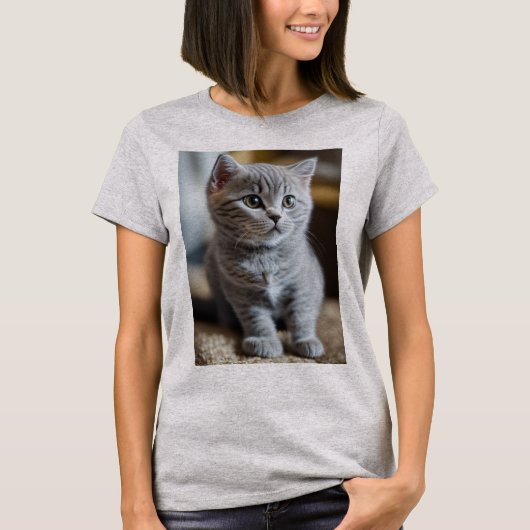 Niedliches Cat Printed Girl-Hemd, Katzenliebhaber T-Shirt (Vorderseite)