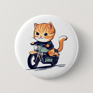 NIEDLICHES CAT-Reiten auf einem klassischen Motorr Button