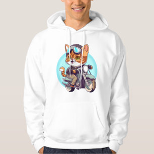 NIEDLICHES CAT-Reiten auf einem klassischen Motorr Hoodie