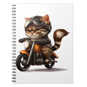 NIEDLICHES CAT-Reiten auf einem klassischen Motorr Notizblock