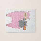 Niedliches Cat Riding Llama Puzzle (Horizontal)