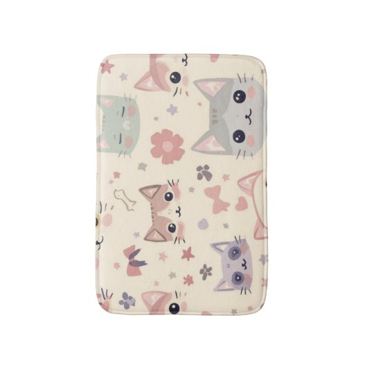 Niedliches Cat simple pet kitta Pattern Party Badematte (Vorderseite Vertikal)