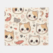 Niedliches Cat simple pet kitta Pattern Party Fleecedecke (Vorderseite (Horizontal))