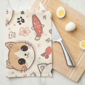 Niedliches Cat simple pet kitta Pattern Party Geschirrtuch (Viertel Falte)