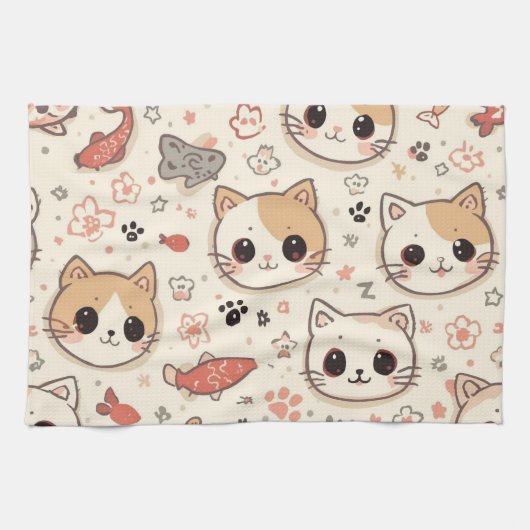 Niedliches Cat simple pet kitta Pattern Party Geschirrtuch (Horizontal)
