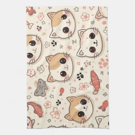 Niedliches Cat simple pet kitta Pattern Party Geschirrtuch (Vertikal)