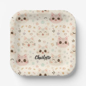 Niedliches Cat simple pet kitta Pattern Party Pappteller (Vorderseite)