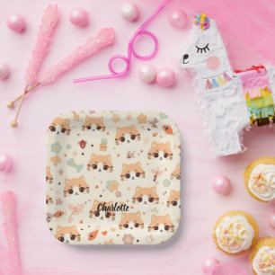 Niedliches Cat simple pet kitta Pattern Party Pappteller