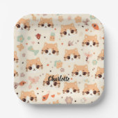 Niedliches Cat simple pet kitta Pattern Party Pappteller (Vorderseite)