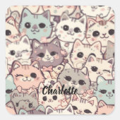 Niedliches Cat simple pet kitta Pattern Party Quadratischer Aufkleber (Vorderseite)