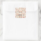 Niedliches Cat simple pet kitta Pattern Party Quadratischer Aufkleber (Tasche)