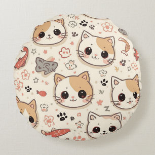 Niedliches Cat simple pet kitta Pattern Party Rundes Kissen